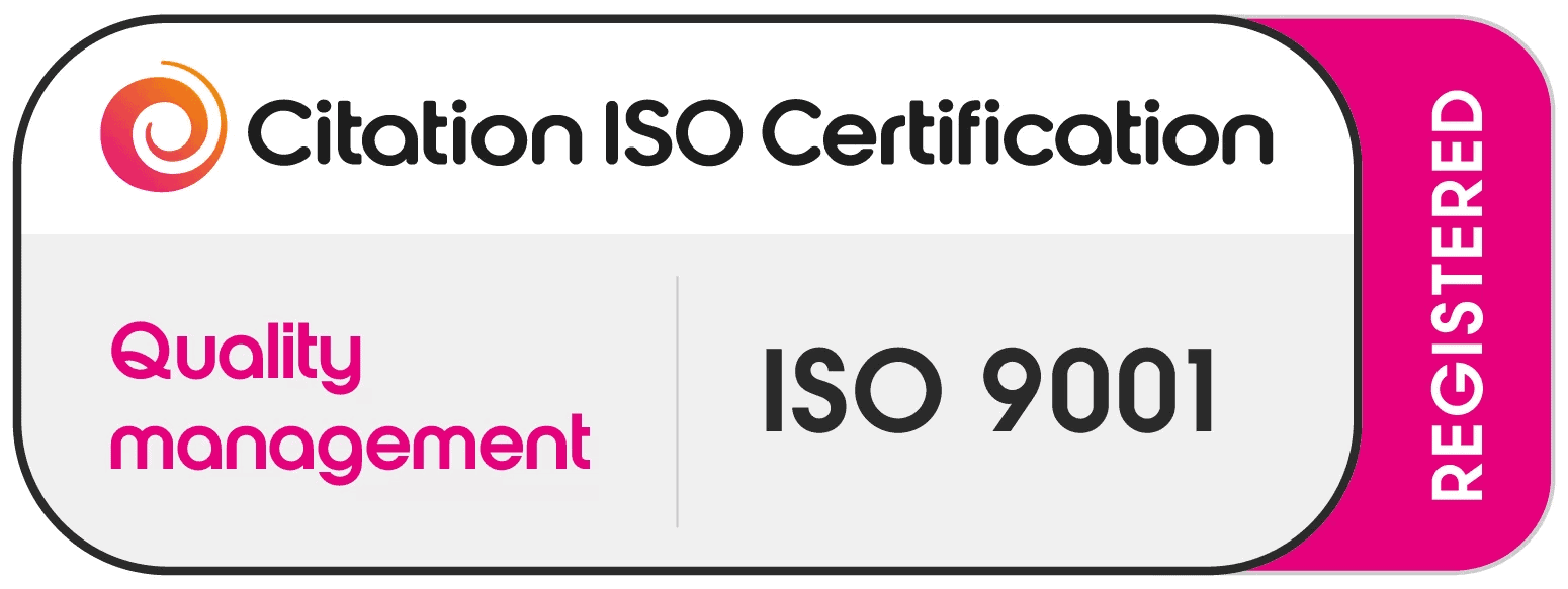 Citation ISO Certification: ISO 9001 quality management, registered